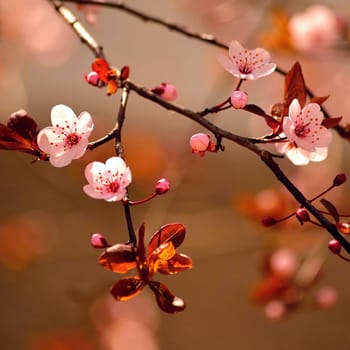 Springtime - Beautiful flowering Japanese cherry - Sakura. Background with flowers on a spring day.