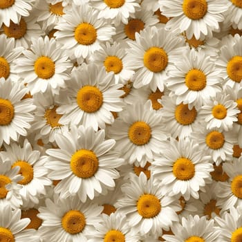 A Lot Of White Yellow Daisies or chamomile flowers - for full-frame background and seamless texture. Neural network generated image. Not based on any actual scene or pattern.