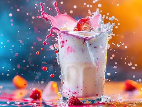 Delicious ayran photography, explosion flavors, studio lighting studio background well-lit vibrant colors, sharp-focus, high-quality, artistic