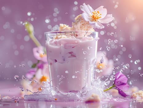 Delicious ayran photography, explosion flavors, studio lighting studio background well-lit vibrant colors, sharp-focus, high-quality, artistic