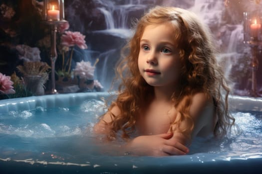 Luxurious girl spa jacuzzi. Care water. Generate Ai