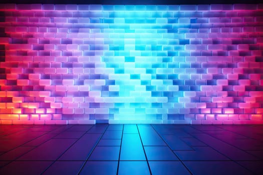 Brick wall with bright neon lighting.