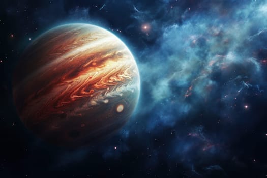 Jupiter planet clouds. Nature space sun. Generate AI