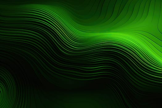 Abstract green background with wavy lines. Digital gradient background.