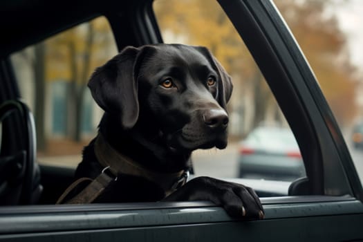 Innovative Labrador retriever car. Cute canine head. Generate Ai