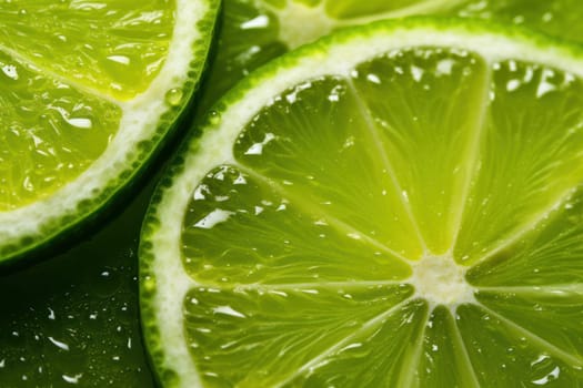 Lime slice closeup. Fresh fruit food. Generate Ai