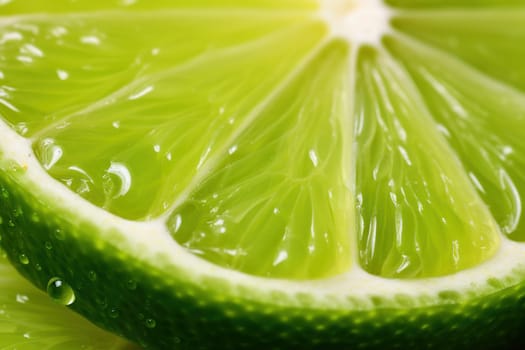 Citrusy Lime slice closeup. Fresh fruit food. Generate Ai