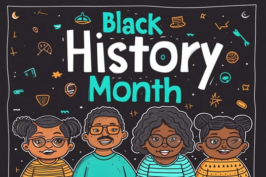 Simple cartoon Black History Month background. Neural network generated image. Not based on any actual scene or pattern.