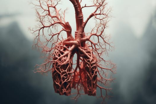Blackened Lungs after smoking. Cigarette toxic. Generate Ai