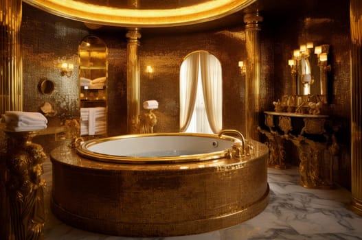 Gold bath. Interior classic detail. Generate Ai