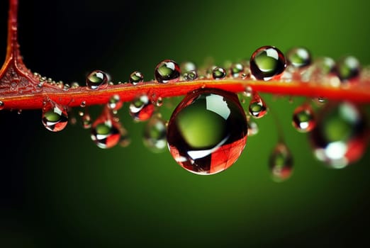 Macro drops nature. Dew rain purity. Generate Ai