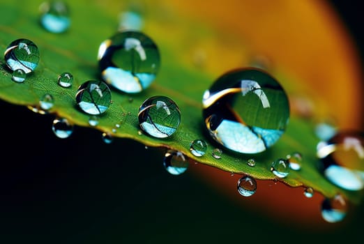 Glistening Macro drops nature. Dew rain purity. Generate Ai