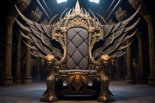 Majestic fantasy throne. Magic castle. Generate Ai