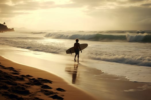 Sleek Attractive male surf. Travel summer. Generate Ai