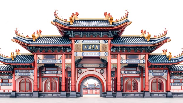 A stunning model of a Chinese Pagoda with intricate Chinese writing on its facade. Perfect for travel enthusiasts interested in Chinese architecture and culture