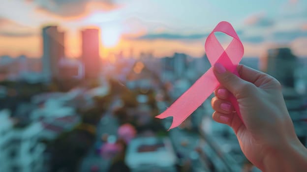 Breast Cancer Awareness Month banner with pink ribbon, creative advertising Ideas.