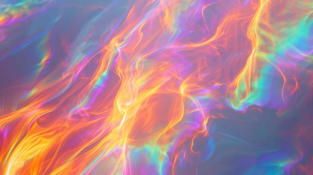 A close up of a colorful flame with some smoke