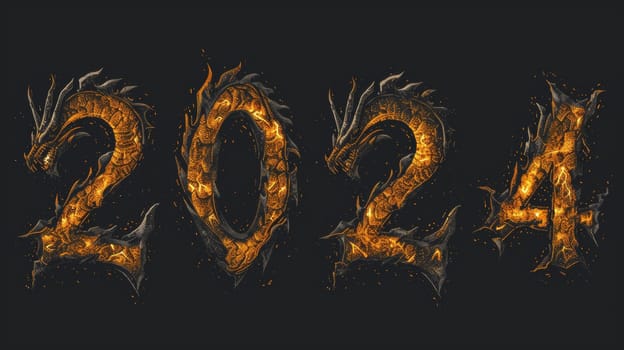 A picture of a dragon made out of fire with the year 2020 written on it