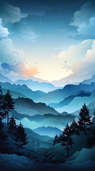 Blue watercolor background illustration ai art