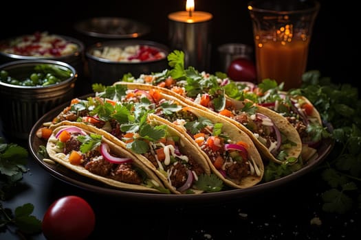 mexican traditional tacos dish illustration