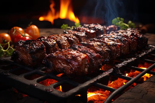 Grilled meat bright juicy illustration for restaurants and bars