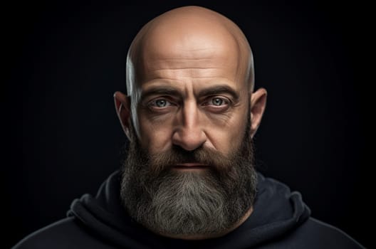 Robust Man beard bald head. Adult portrait. Generate Ai