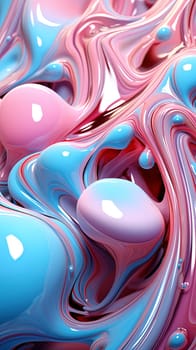 Liquid abstract pink and blue background with drops illustration