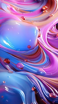 Liquid abstract pink and blue background with drops illustration