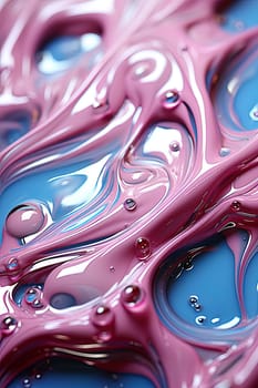 Liquid abstract pink and blue background with drops illustration