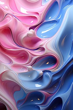 Liquid abstract pink and blue background with drops illustration