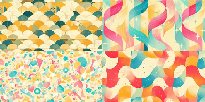 Colorful abstract 80s style seamless pattern. wall art paint