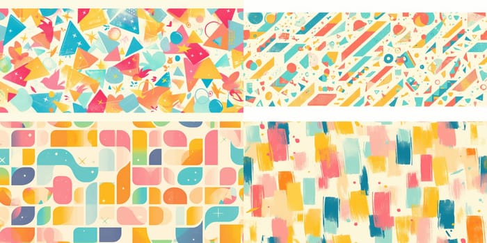 Colorful abstract 80s style seamless pattern. wall art paint