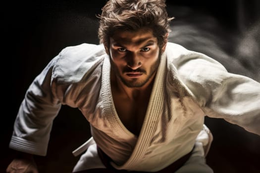 Man judo athlete. Master fight. Generate Ai