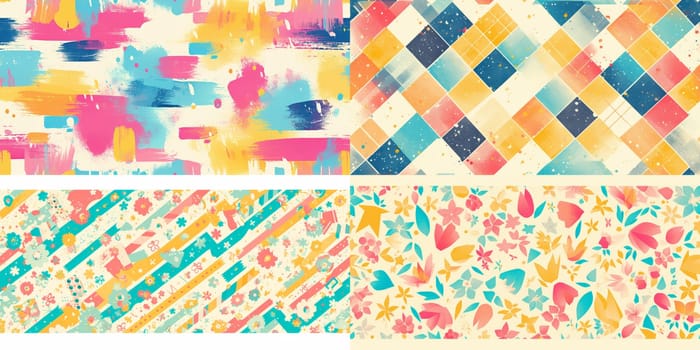 Colorful abstract 80s style seamless pattern. wall art paint