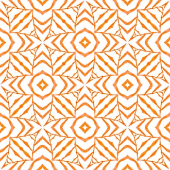 Textile ready delightful print, swimwear fabric, wallpaper, wrapping. Orange flawless boho chic summer design. Medallion seamless pattern. Watercolor medallion seamless border.