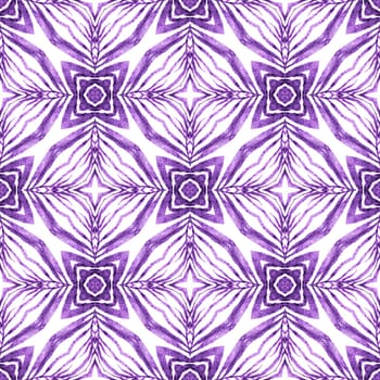 Textile ready interesting print, swimwear fabric, wallpaper, wrapping. Purple divine boho chic summer design. Ethnic hand painted pattern. Watercolor summer ethnic border pattern.