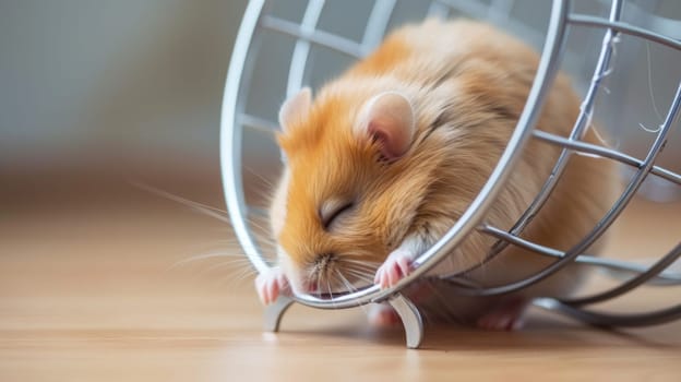 A small hamster is sitting in a metal cage with its head sticking out