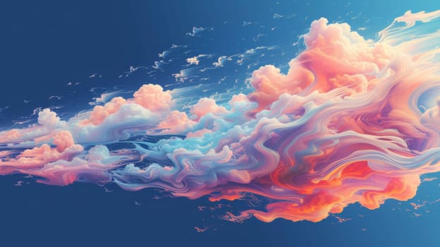 A painting of a cloud with some colorful swirls in it