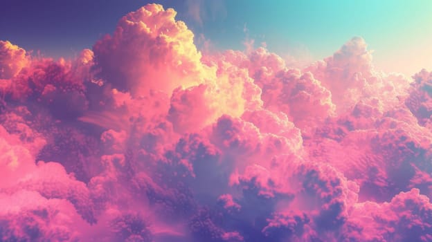 A close up of a cloud filled sky with pink and blue colors