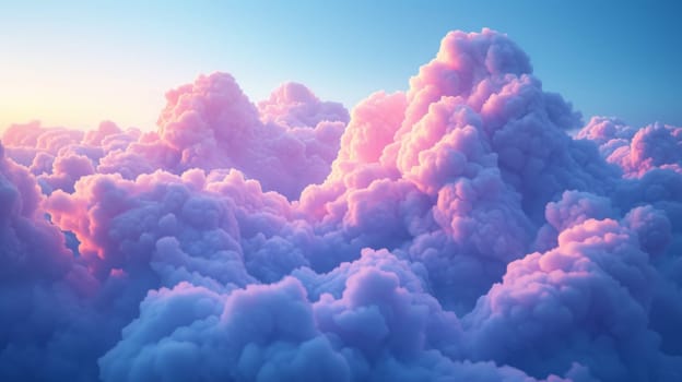 A large cloud formation in the sky with pink and blue colors