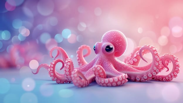 A pink octopus with big eyes and a large body