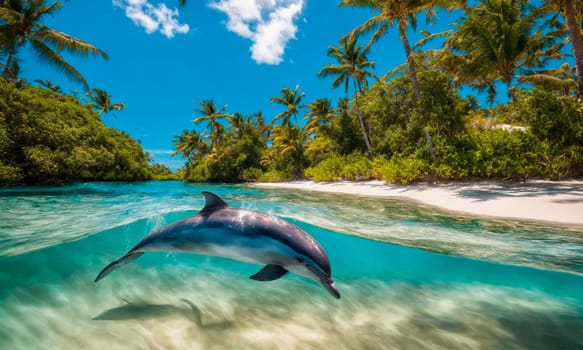 dolphins jump out of the sea. Selective focus. animal.