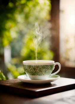 cup of tea on a tea plantation. Selective focus. drink.