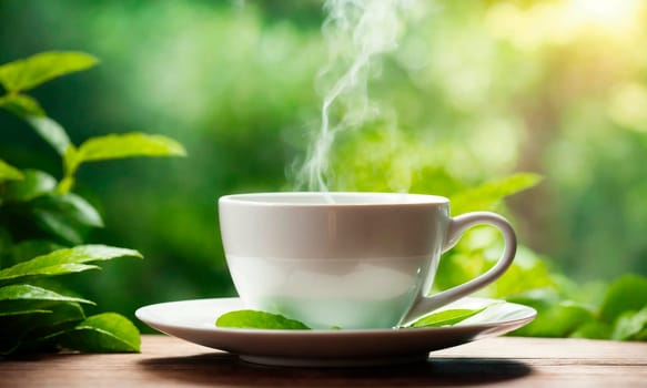 cup of tea on a tea plantation. Selective focus. drink.