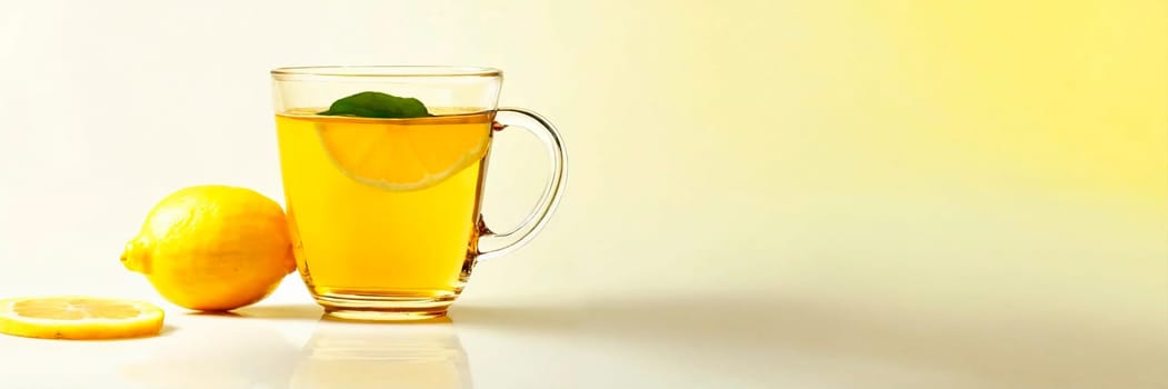 cup of tea and lemon on the table. Selective focus. drink.