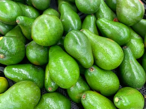 fresh produce of green avocados at the local market, healthy fresh fruit for salad or juice or guacamole