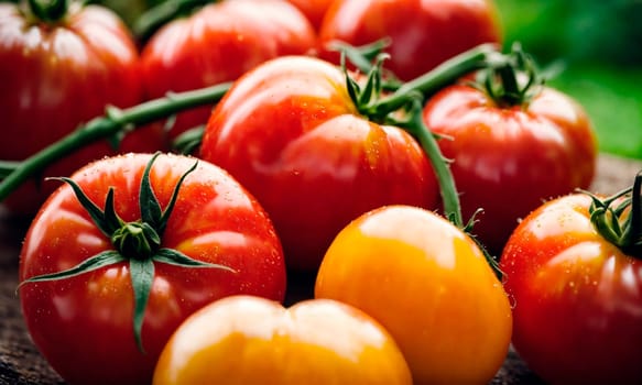 harvest of tomatoes in the garden. Selective focus. food.