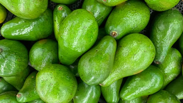 fresh produce of green avocados at the local market, healthy fresh fruit for salad or juice or guacamole