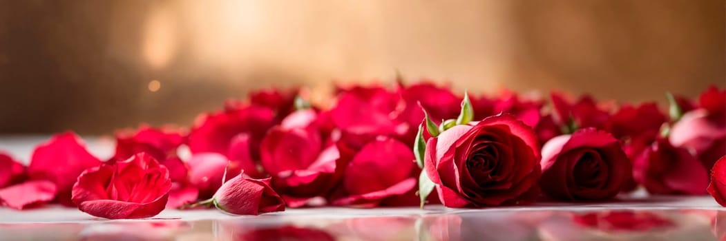 rose and rose petals on a white background. Selective focus. holiday.