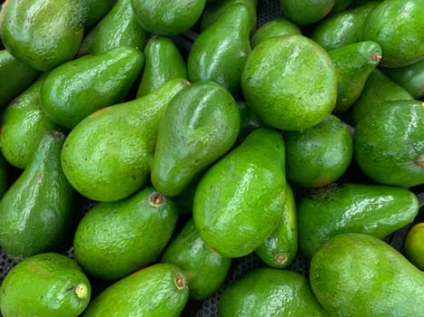 fresh produce of green avocados at the local market, healthy fresh fruit for salad or juice or guacamole